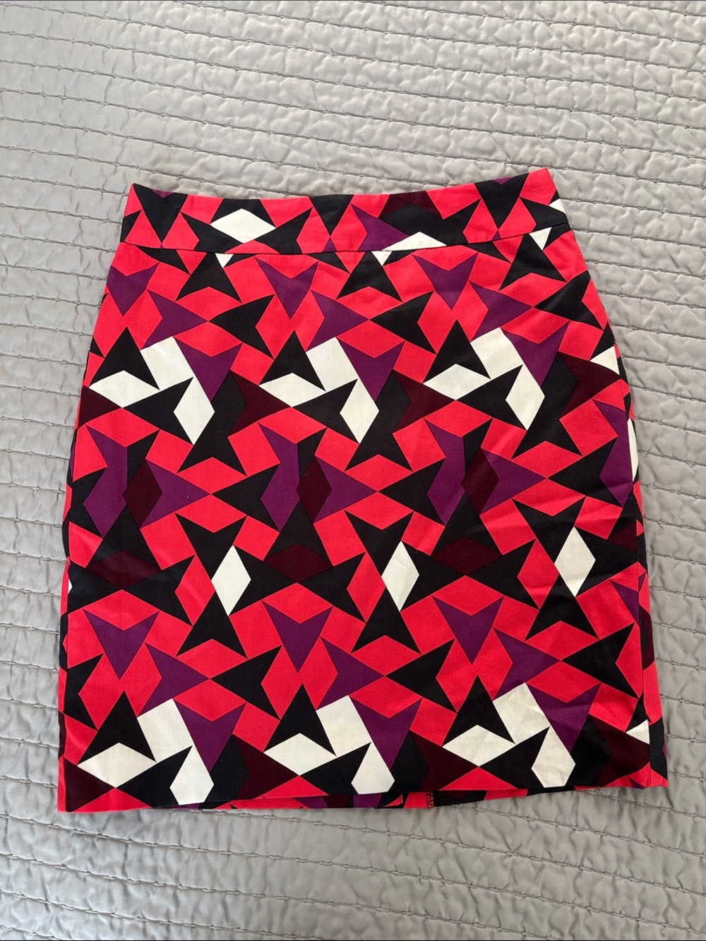 LOFT Red, Purple & Black Geometric Pencil Skirt